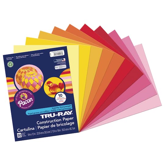 Pacon&#xAE; Tru-Ray Warm Colors Construction Paper, 9&#x22; x 12&#x22;